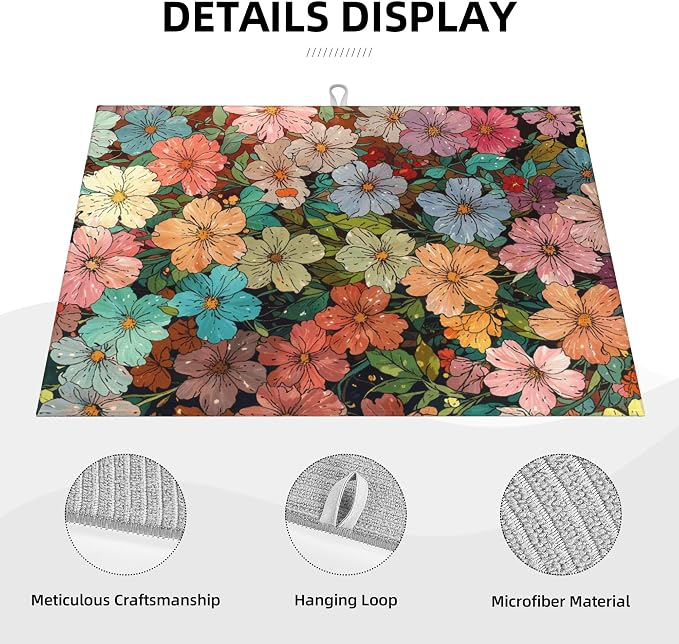 Colorful Wildflowers Dish Drying Mat - Image 4