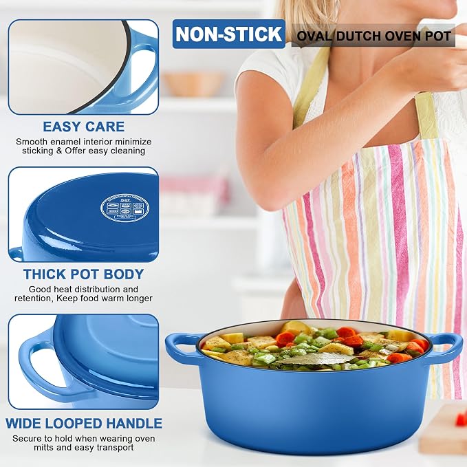 E-far 7QT Oval Dutch Oven Pot - Image 3