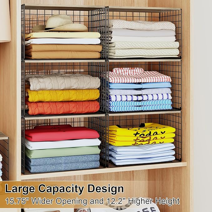 6 Pack Closet Organizers And Storage, Stackable Closet Shelf Organizer Storage - Image 4