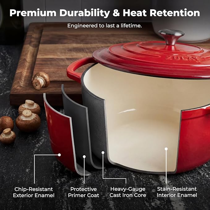 Zulay Kitchen 7.7 Quart Enameled Cast Iron Dutch Oven Pot - Image 5