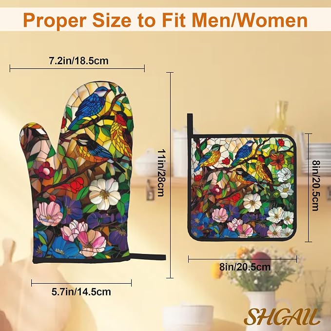 Abstract Bird Oven Mitts & Potholder Set of 4 - Image 3
