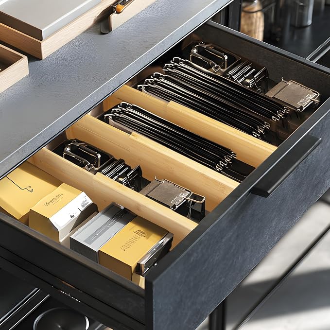 VaeFae 3 Pack Bamboo Drawer Dividers, Expandable Separators - Image 7