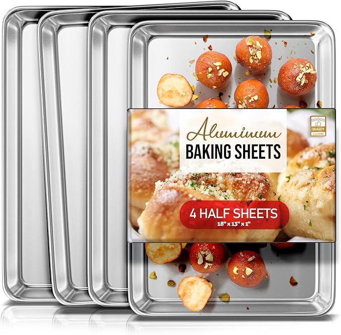 Eatex Aluminum Baking Sheet Set, 4 Pack Cookie Sheet Set, 18” x 13” Steel by Eatex