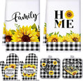 Leinuosen 6 Plaid Sunflower Kitchen Towels Kitchen Decor and Accessories Set by Leinuosen