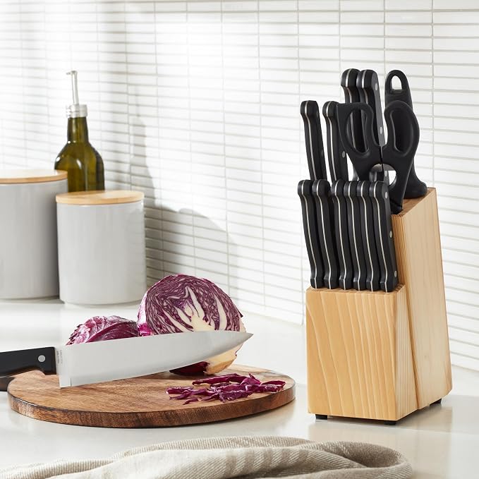 Amazon Basics 14-Piece High Carbon Stainless Steel Kitchen Knife Set - Image 8