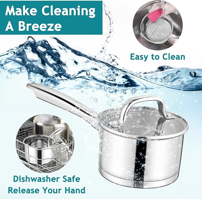 E-far Stainless Steel Saucepan - 1QT & 2QT &3QT - Image 7