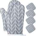 AUAUY Oven Mitts and Pot Holders 6PCS Set, 392°F Heat Resistant Cooking Gloves by AUAUY