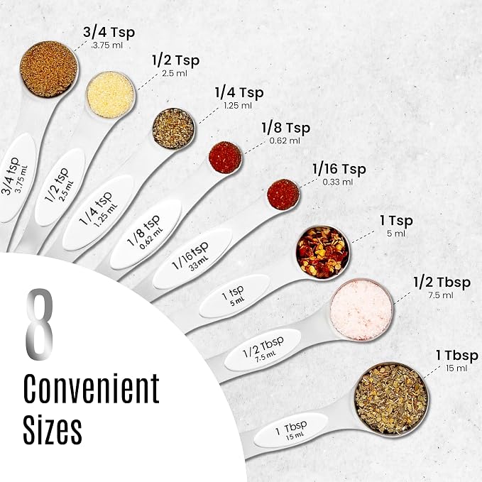 Magnetic Measuring Spoons Set of 9 Stainless Steel Dual-Sided Stackable - Image 7