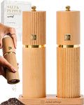 Wooden Salt and Pepper Grinder Set – Refillable Manual Salt and Pepper Mills by STYLEDSETTINGS
