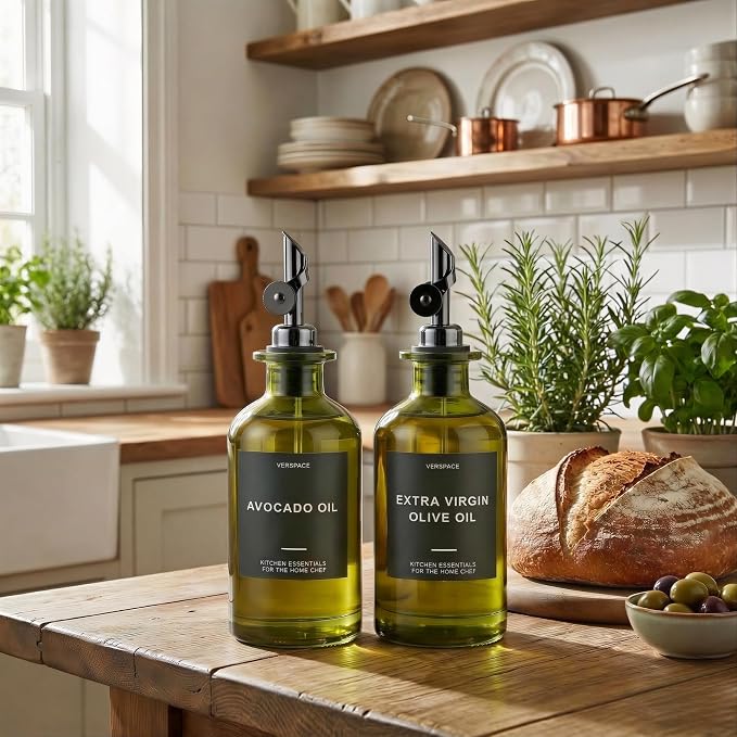 Verspace UV-Protected Green Glass Olive Oil Dispenser Bottles - Image 2
