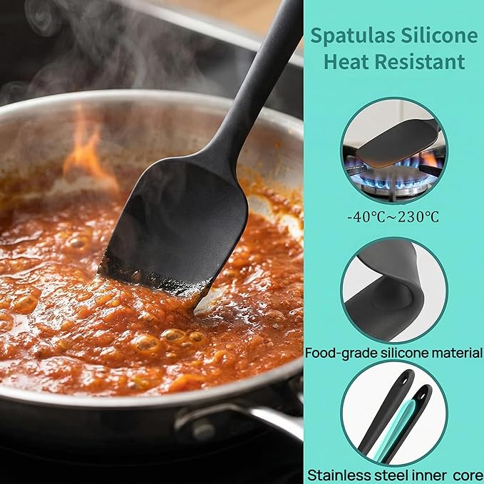 4 Pcs Silicone Spatula, Food Grade Rubber Spatula, Spatulas Silicone Heat - Image 3