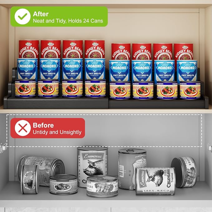 Expandable Bamboo Can Rack Organizer, 3-Tier Adjustable Pantry Storage - Image 8