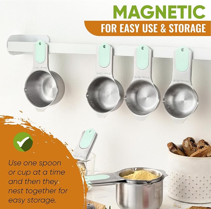 Spring Chef Magnetic Measuring Cups & Spoons Set, Strong N45 Magnets, Heavy - Image 4