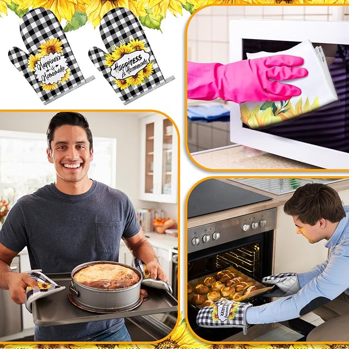 Leinuosen 6 Plaid Sunflower Kitchen Towels Kitchen Decor and Accessories Set - Image 6