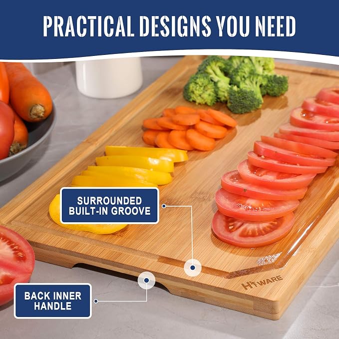Hiware 4-Piece Extra Large Bamboo Cutting Boards Set - Image 6
