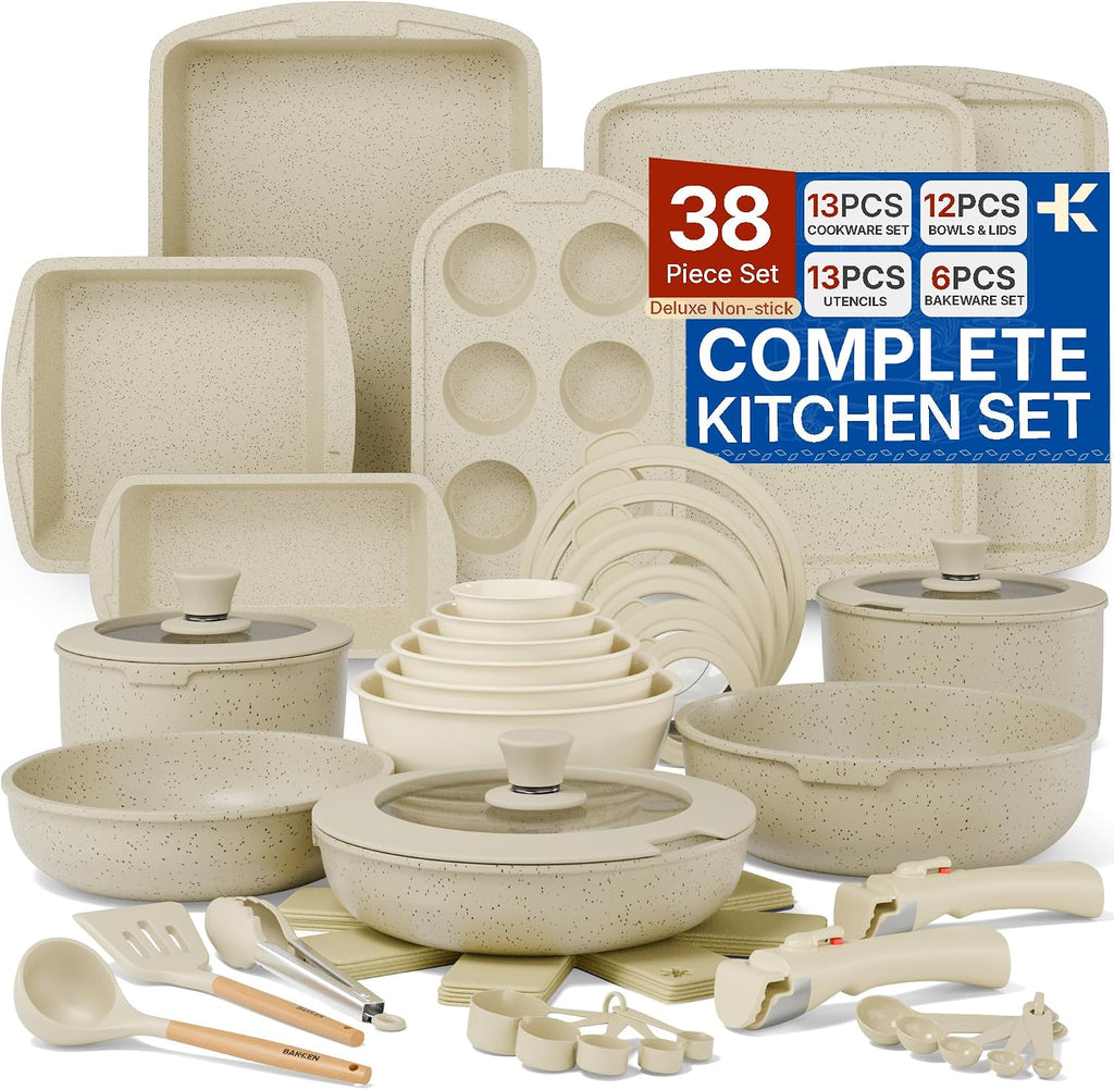 Bakken Master 38 Piece Granite Cookware and Bakeware Set – Nonstick