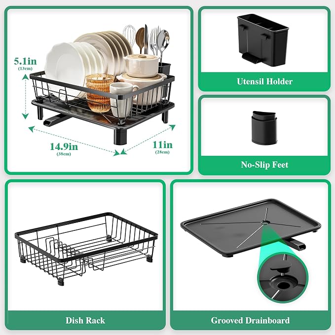 MOUKABAL Dish Drying Rack, Dish Rack, Stainless Steel Dish Racks - Image 2