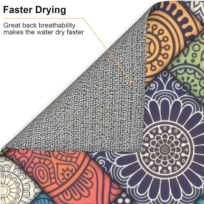 Retro Boho Dish Drying Mat 16x18 Inch, Microfiber Absorbent Fast Dry Mat - Image 5