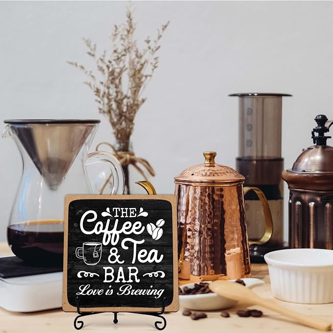 Coffee Bar Sign, Love is Brewing Farmhouse Tabletop Decor, Coffee and Tea Lover - Image 7