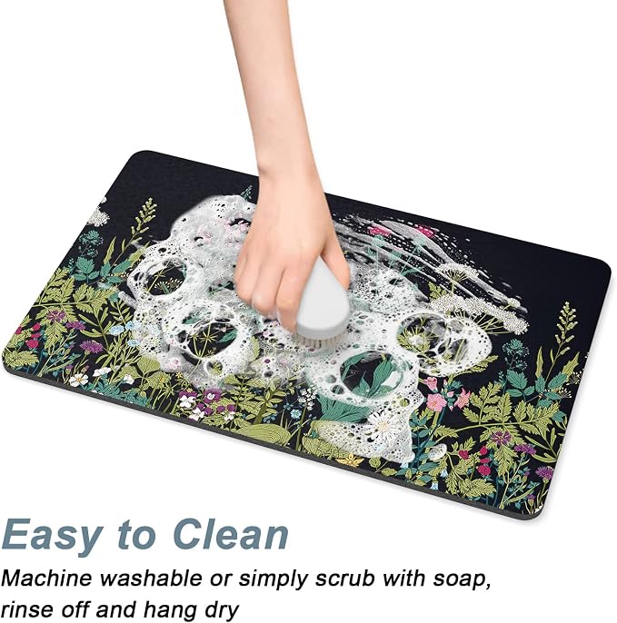 Rnivvi Coffee Mat, Hide Stain Rubber Backed Absorbent Dish Drying Pad - Image 5