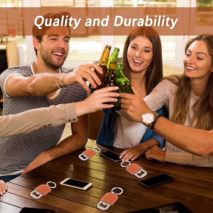 24 Pack Leather Bottle Opener, Bulk Bottle Opener Keychain, Blank PU Leather - Image 4