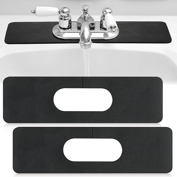 Tioncy 2 Pcs Faucet Mat Sink Splash Guard Oval-hole Oval Splash Pad by Tioncy