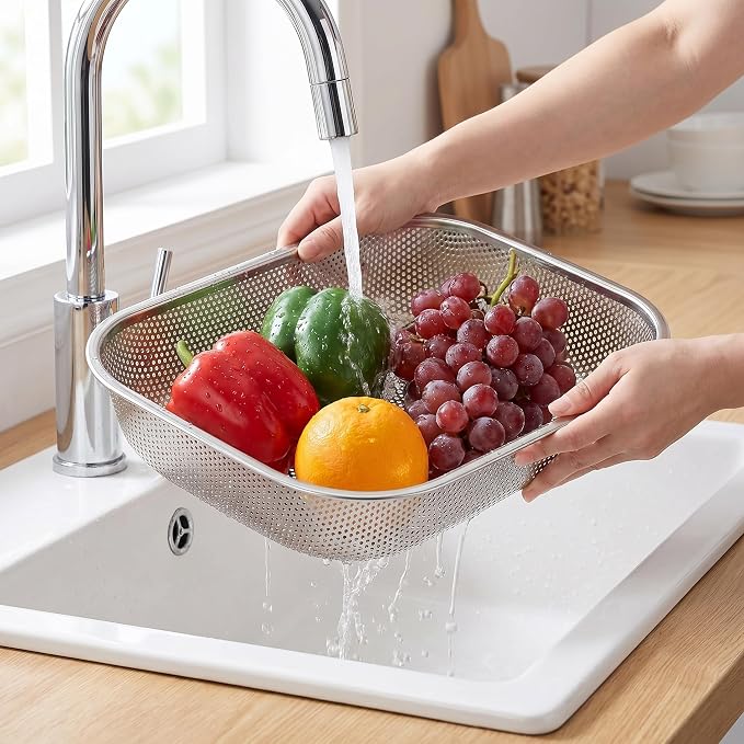 Cedilis 2 Pack Large Stainless Steel Colander Strainer, 6 Quart Mesh Vegetable - Image 5