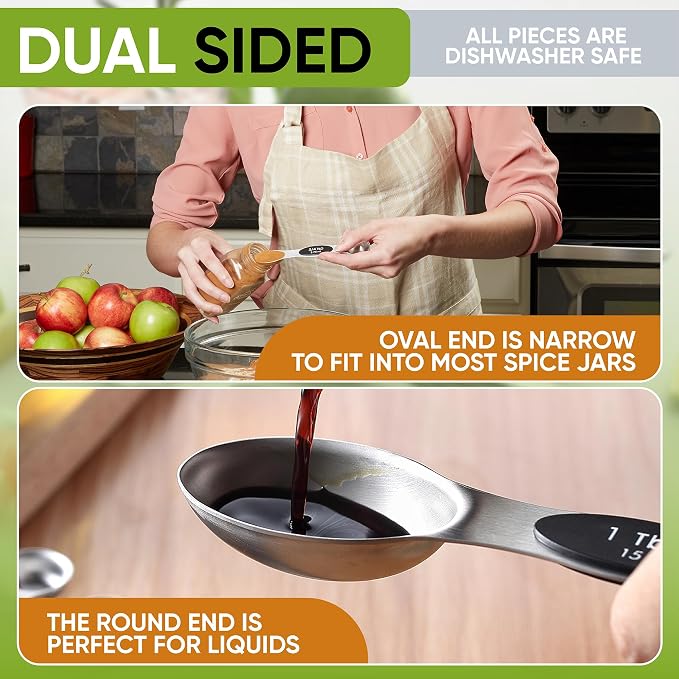 Spring Chef Magnetic Measuring Cups & Spoons Set, Strong N45 Magnets, Heavy - Image 7