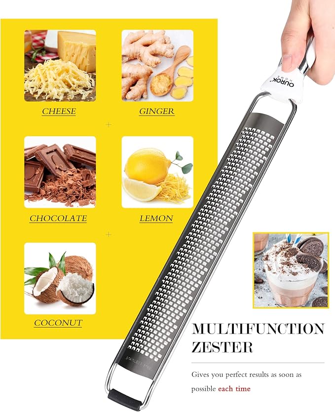 Ourokhome Kitchen Lemon Zester, Stainless Steel Hand Held Parmesan Cheese Grater - Image 3