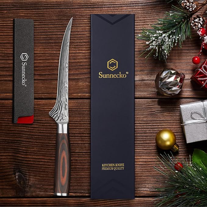 Sunnecko Boning Knife with Pakkawood Handle, 6 inch High Carbon German - Image 7