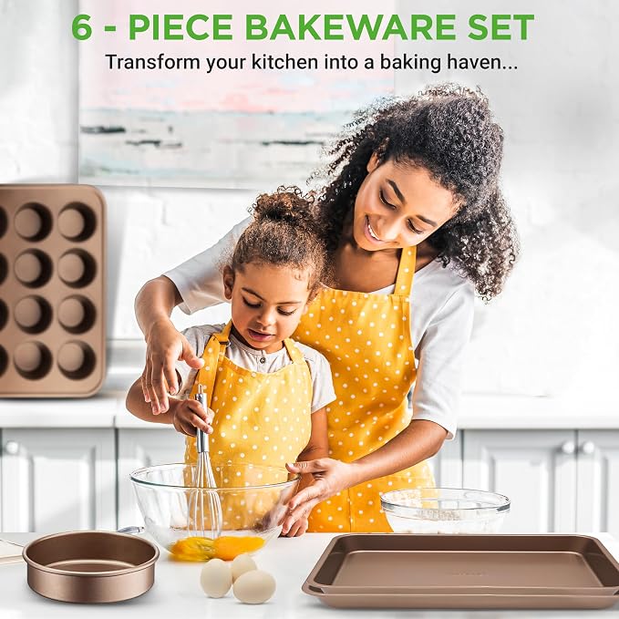 NutriChef 6-Piece Nonstick Bakeware Set, Carbon Steel Baking Pans Set, Includes - Image 2