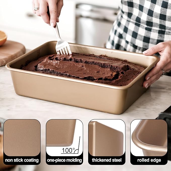 Baking Pan Set of 2, 12.5’’ X 10’’ X 2.4’’ Nonstick Sheet Cake Pan - Image 3