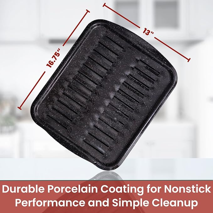 Broiler Pan for Oven Nonstick 16.75” x 13” Porcelain Nonstick Coated - Image 3