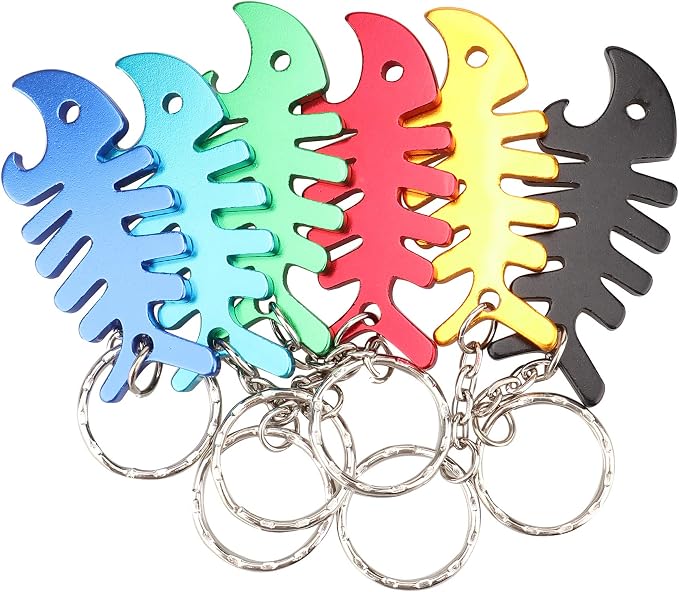 SWATOM Fish Bone 6PCS Bottle Opener Keychain Beer Openers Tool Key Chain Ring by SWATOM