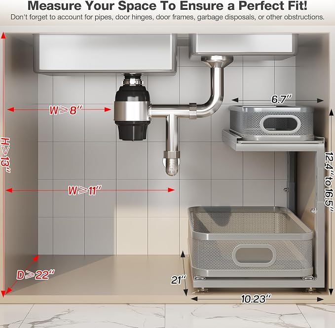 2 Pack 21IN-Depth Under Sink Organizer - Image 2