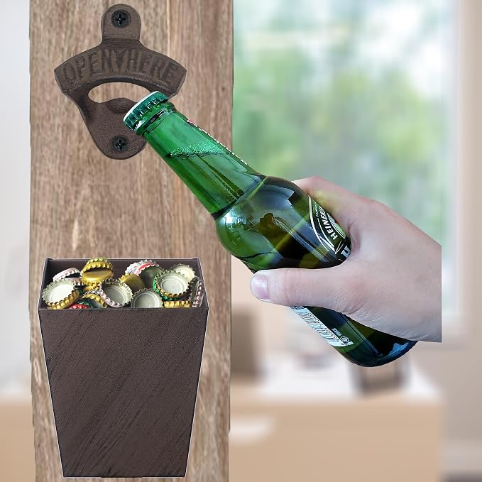 Rustic Cast Iron Beer Bottle Opener Wall Mounted - Image 4