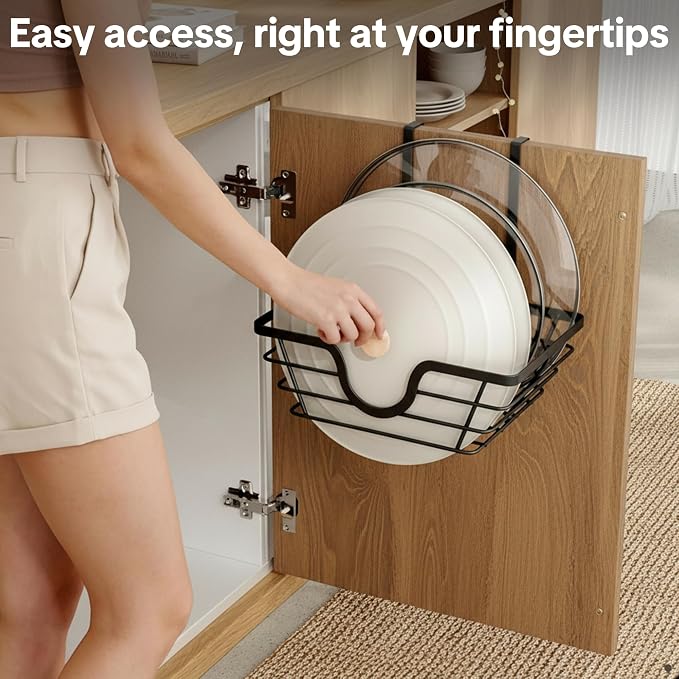 TIDIIABODE Pot Lid Organizer, Adjustable Kitchen Pot Lid Holder Inside Cabinet - Image 4