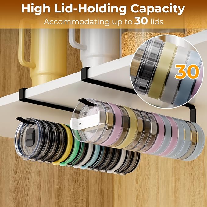 Quehun 2 PCS Tumbler Lid Organizers, Ample Lid Capacity Up to 30 Lids, No - Image 2