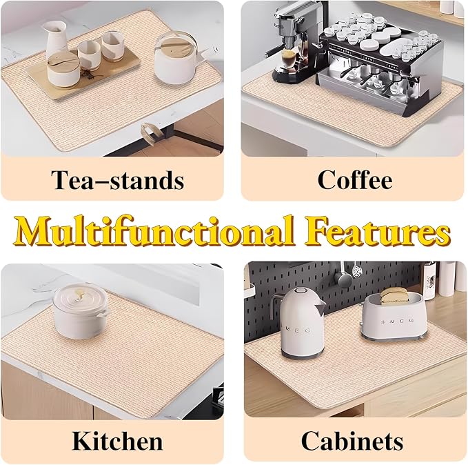 2 Pack XXL Large Microfiber Dish Drying Mat, 24*17 inch Absorbent Dish Drainer - Image 5
