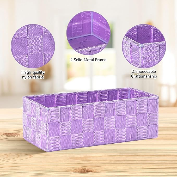 Posprica Woven Storage Baskets for Organizing, Small Black Baskets Cube Bin - Image 3
