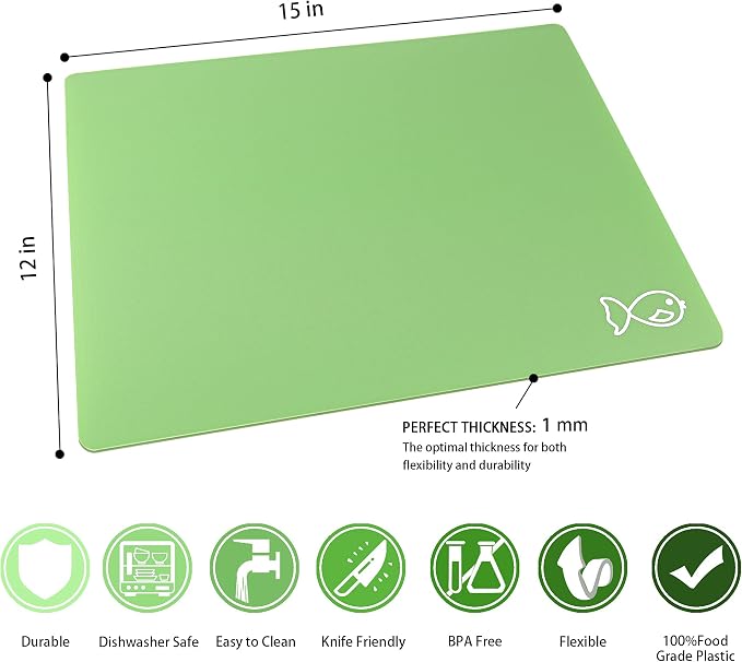 ZVP Plastic Cutting Boards for Kitchen, Flexible Cutting Mats, Gradient Green - Image 3