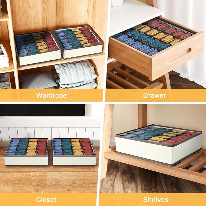 Joyoldelf Sock Drawer Organizer Divider Underwear Organizer 24-cell Fabric - Image 7