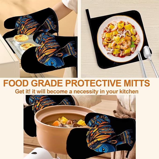 Black Women Oven Mitts & Potholder Set of 4 - Image 5