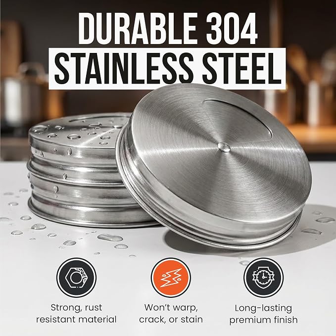 Mason Jar Shaker Lids Stainless Steel – Adjustable Spice & Seasoning Dispenser - Image 5