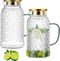Buaic Glass Pitcher with Lid, 2 PACK 84 oz/2.5L Liter Vintage Water Pitcher by Buaic