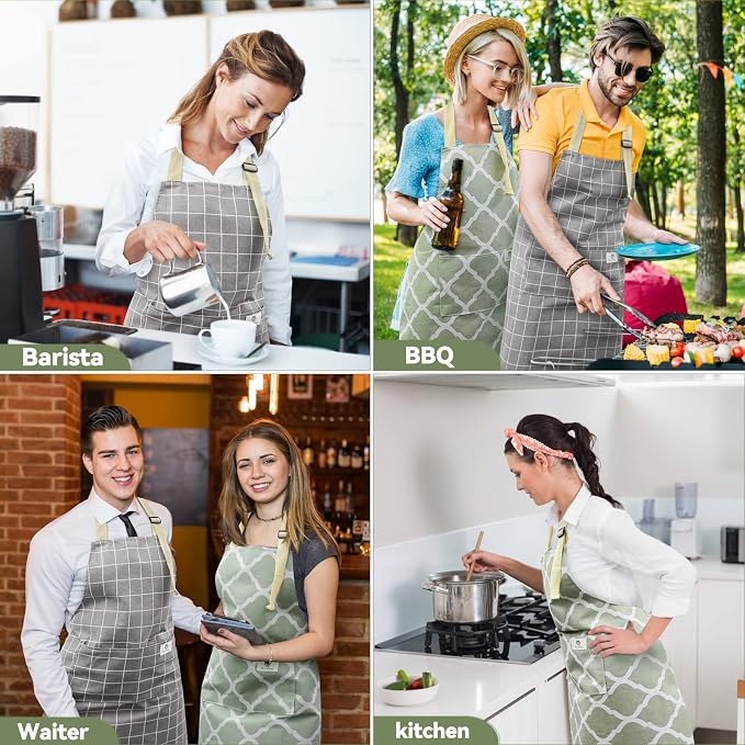 NLUS 2 Pack Kitchen Cooking Aprons, Adjustable Bib Waterproof Chef Apron - Image 7