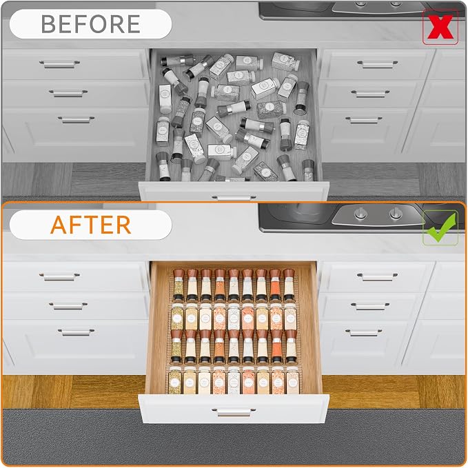 Yieach 8 Pack Adjustable Narrow In Drawer Spice Organizer - Image 7