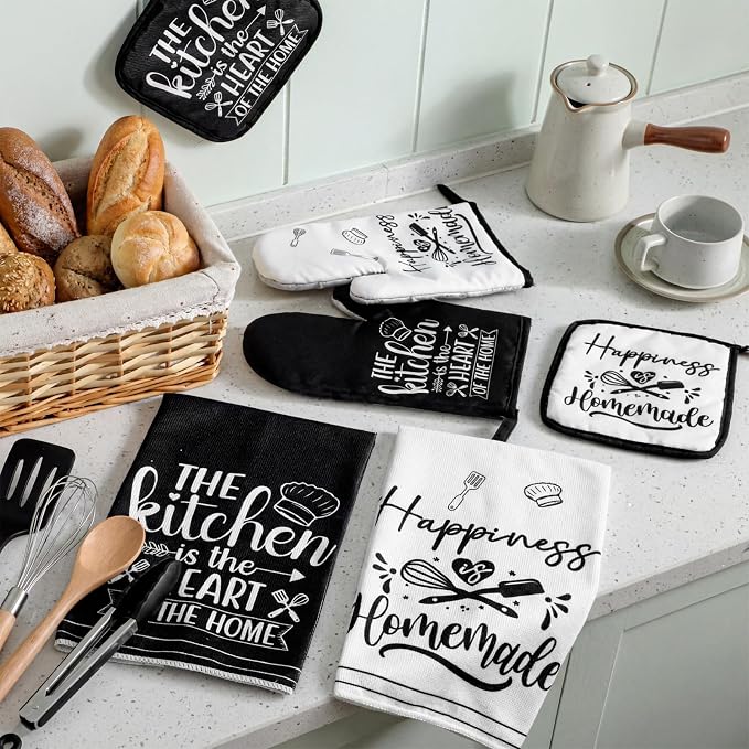 Sratte 6 Pcs Kitchen Decor Accessories Set Farmhouse Towels Pot Holders Oven - Image 7