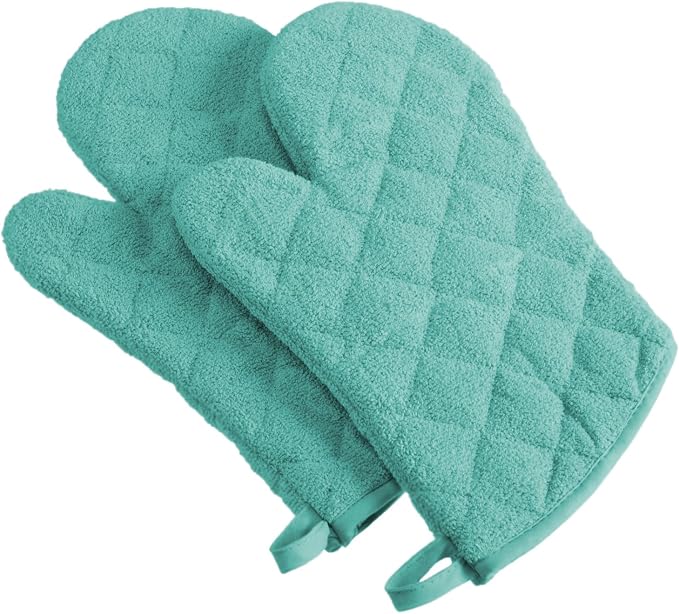 DII Basic Terry Collection 100% Cotton Quilted, Oven Mitt, 2 Piece by DII
