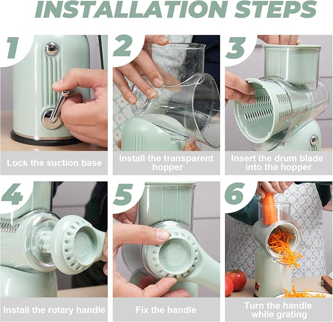 Rotary Cheese Grater Manual Hand Crank - Image 3